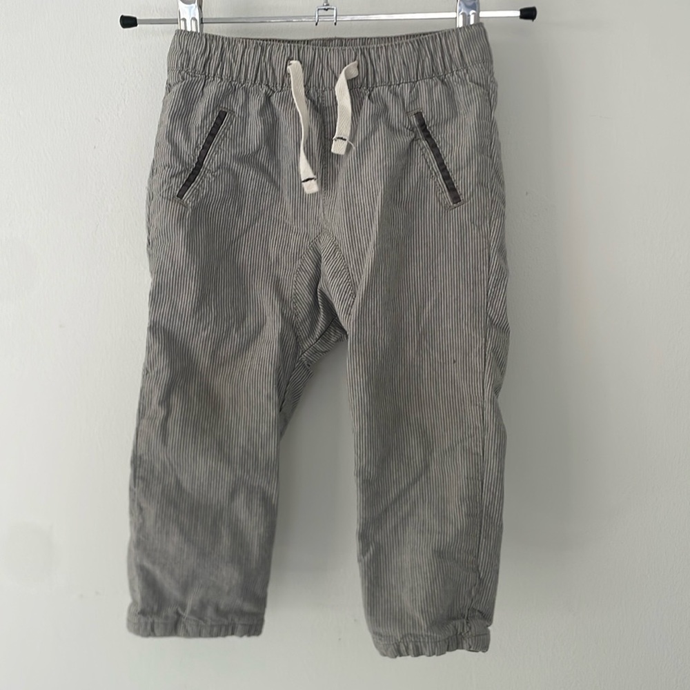 H&M Lined warm toddler pants gray pinstriped size 12-18 months